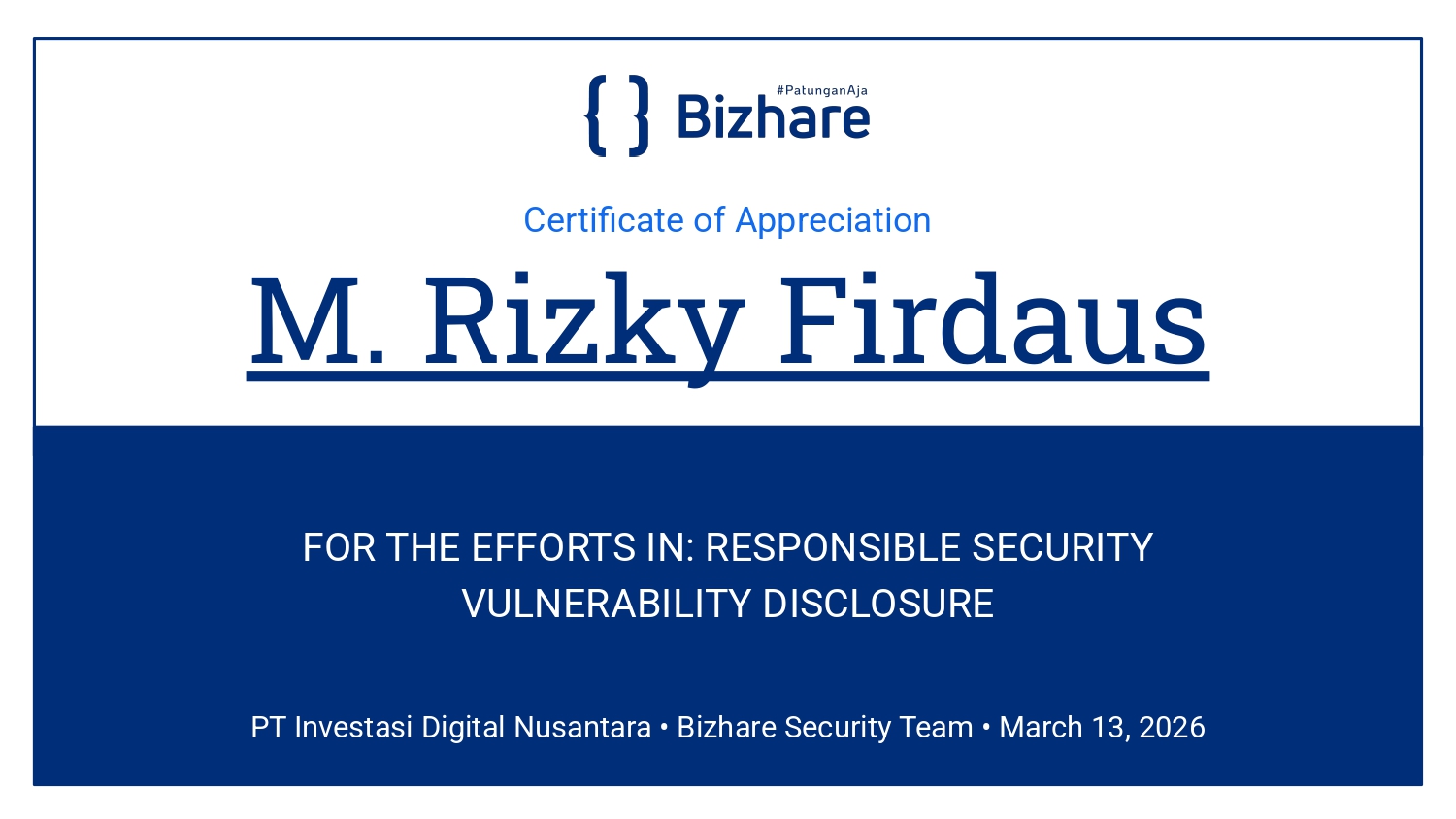 Certificate 35 - Bizhare